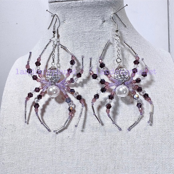 Hand Crafted Jewelry - 🌹HP🌹LAST 1– NEW Rhinestone Diamond & Amethyst Party Spider Drop Earring